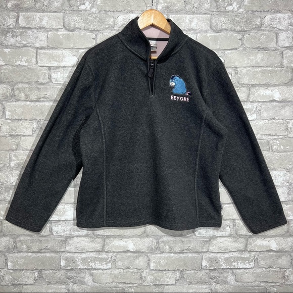 Disney Store Women's Large Eeyore Fleece Pullover Jacket Embroidered 1/4 Zip - Picture 2 of 7